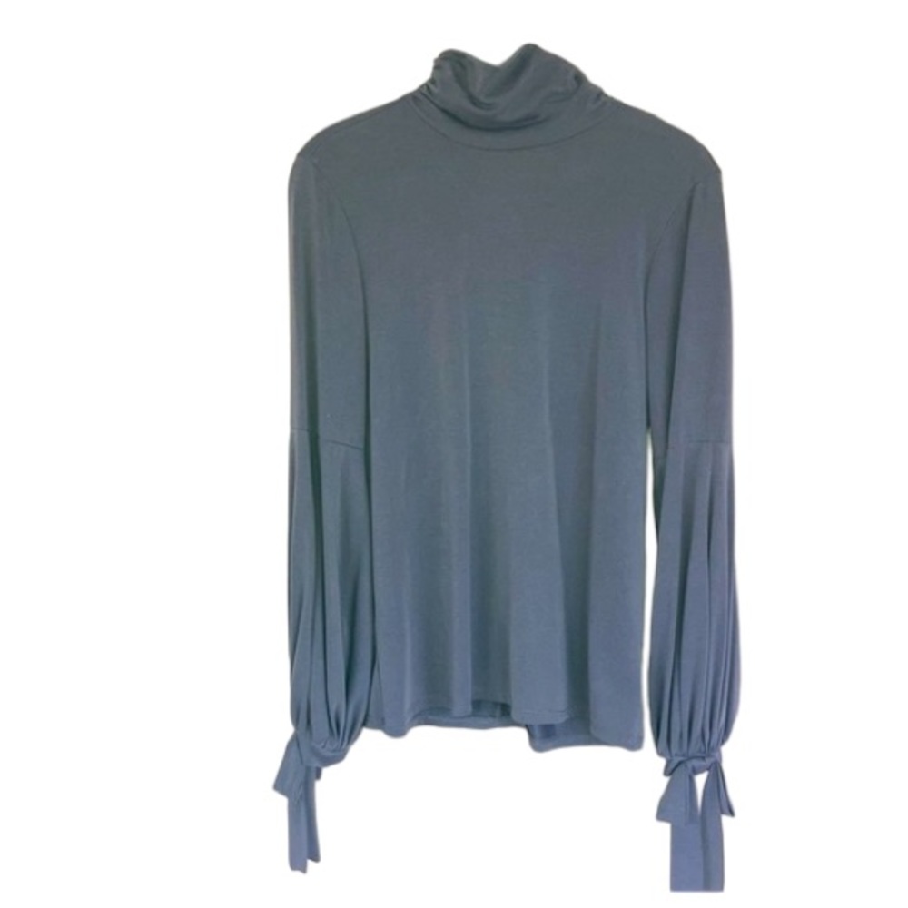 Lord & Taylor Gray Ruched Turtleneck Blouse Sweater Shirt Top Size XS